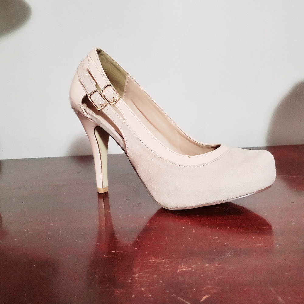 Pale Pink Suede Heels